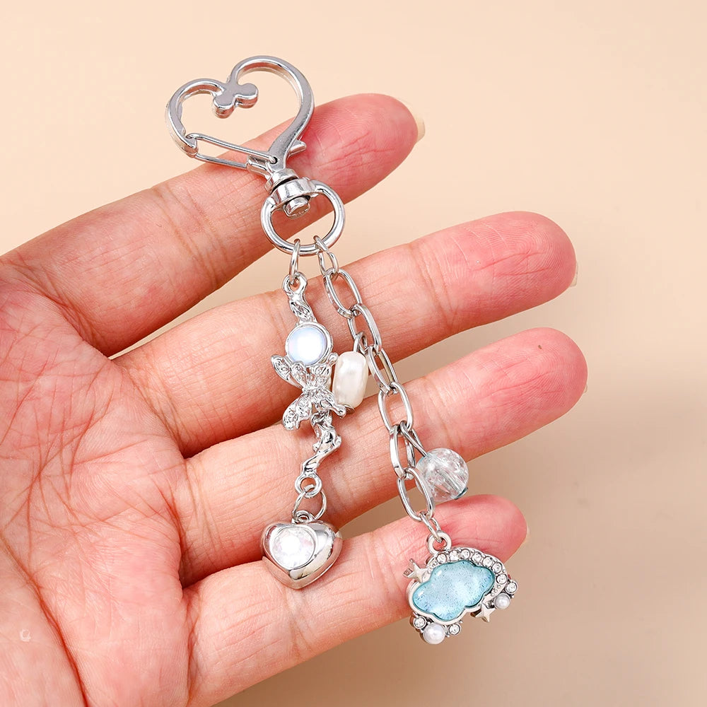 Herz Wolke Stern Mond Kristall Schlüsselanhänger für Frauen Mädchen