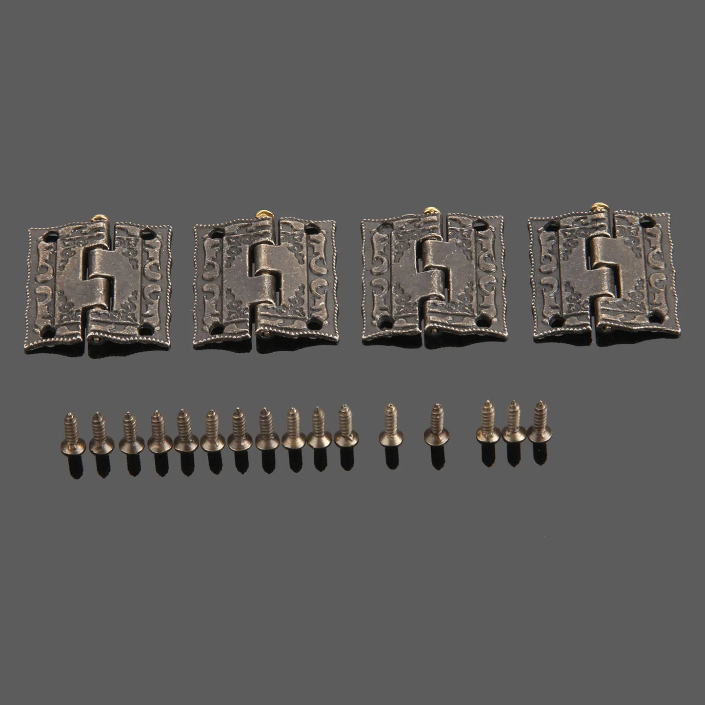 4 Stück Vintage Schrankscharniere antike Bronze Möbelbeschläge mit Schrauben
