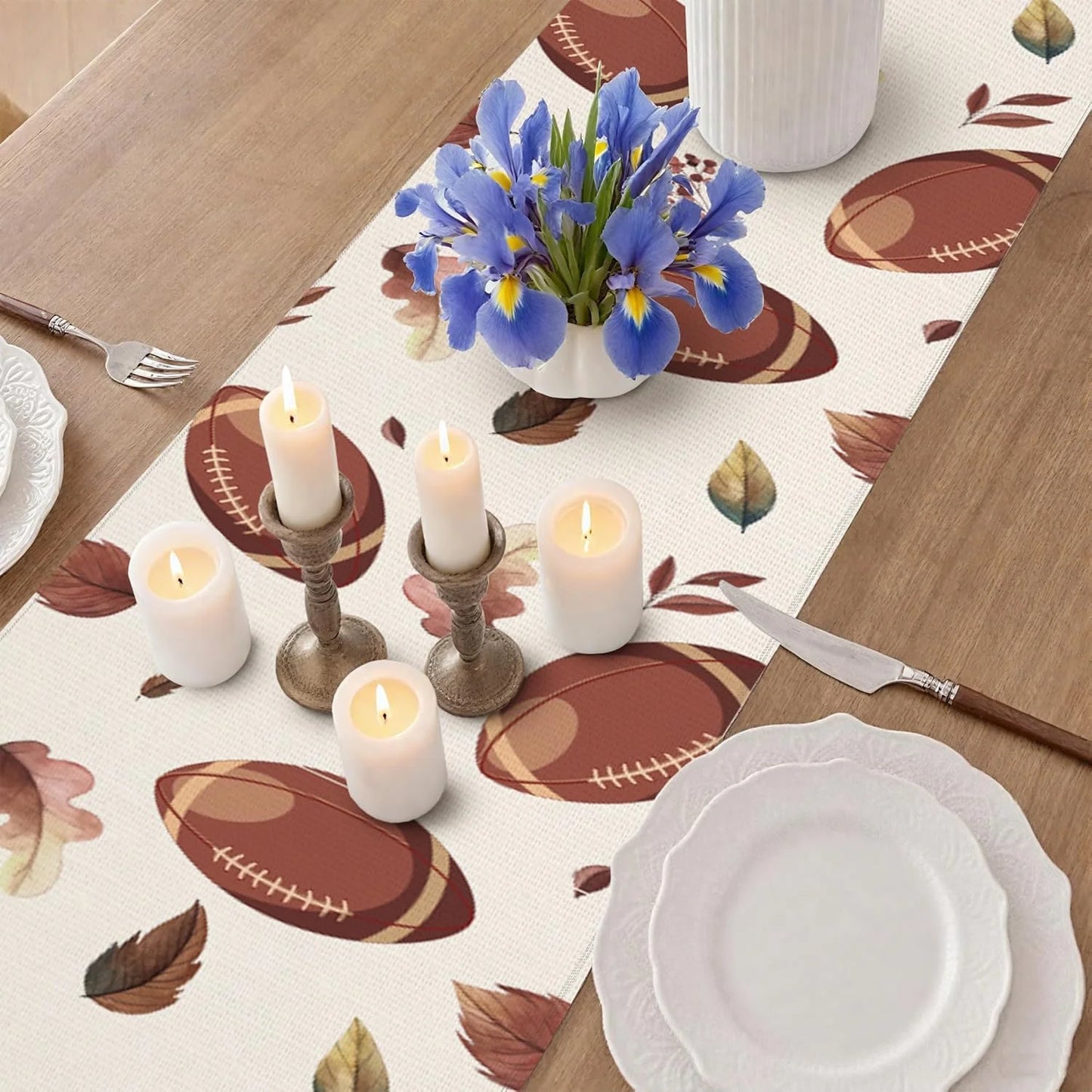 Herbst Ahornblatt Rugby Tischläufer Deko für Küche Party Zuhause