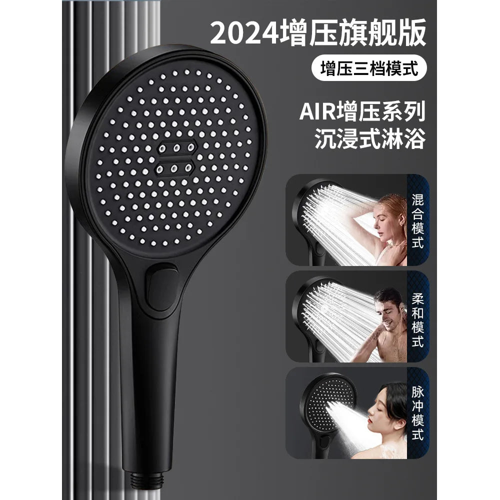 Hochdruck Duschkopf 13 cm mit 3 Modi aus ABS Plastik und Chrom