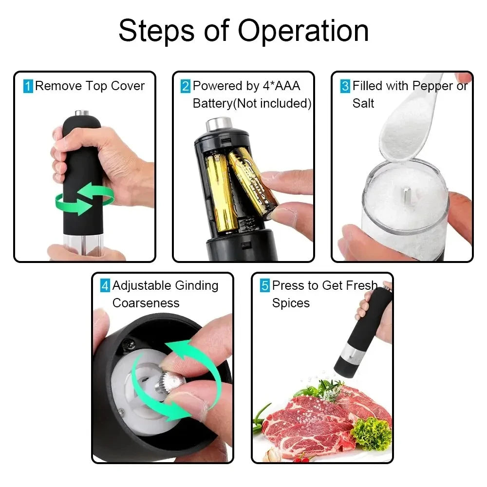 Automatische elektrische Pfeffer und Salzmühle mit LED Licht