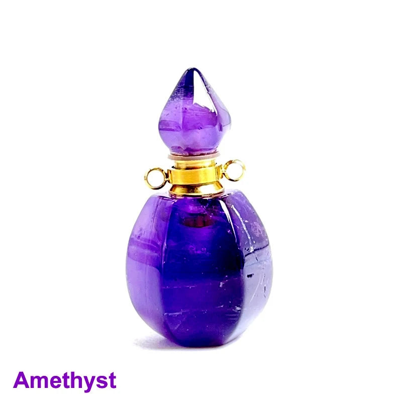 Unregelmäßige Naturstein Parfümflasche Anhänger – Amethyst Tigerauge Öl Diffusor