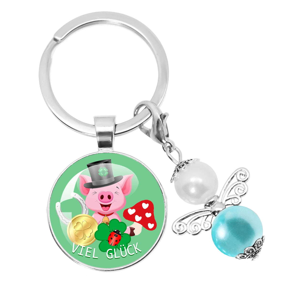 Glücksbringer Schlüsselanhänger mit vierblättrigem Kleeblatt Design