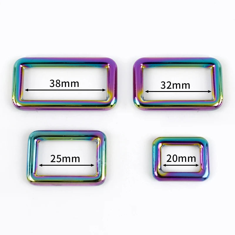 10er Set verstellbare Regenbogen Metallschnallen für Taschen und Gürtel