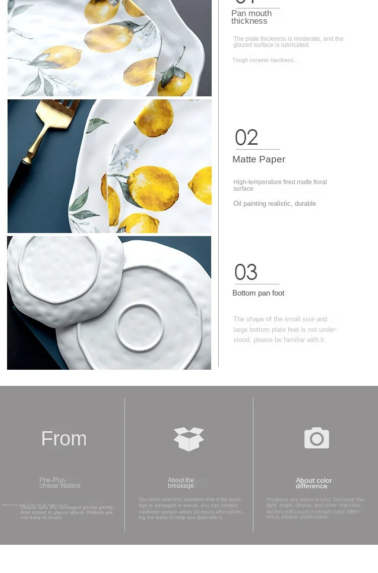 Kreatives Zitronen Keramik Dessertteller Set rund