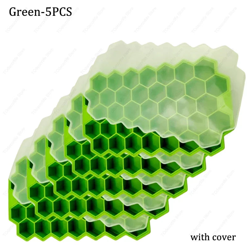 Premium Silikon Eiswürfelformen mit Deckel – Sechseckig, Wiederverwendbar