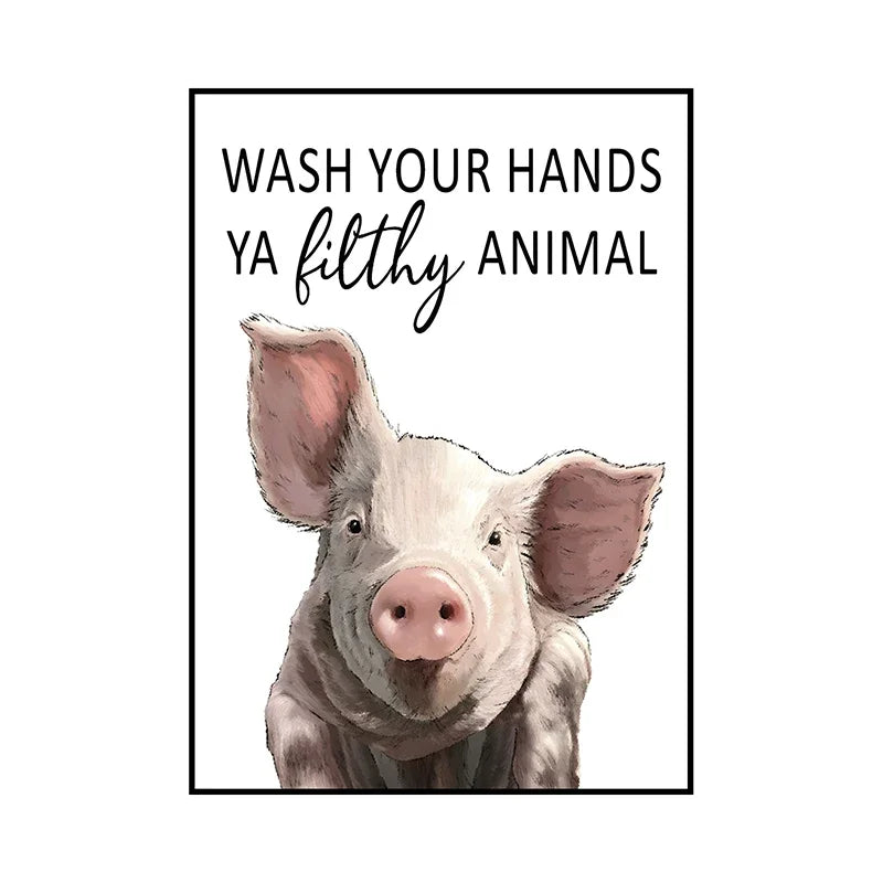 Lustige Tier Wandkunst auf Leinwand für moderne Badezimmer Dekoration