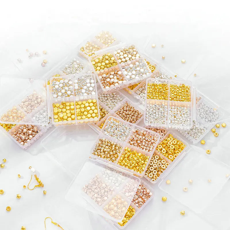 4 Farben CCB Spacer Perlen Kit mit 6 Stilen für Schmuck DIY Handwerk
