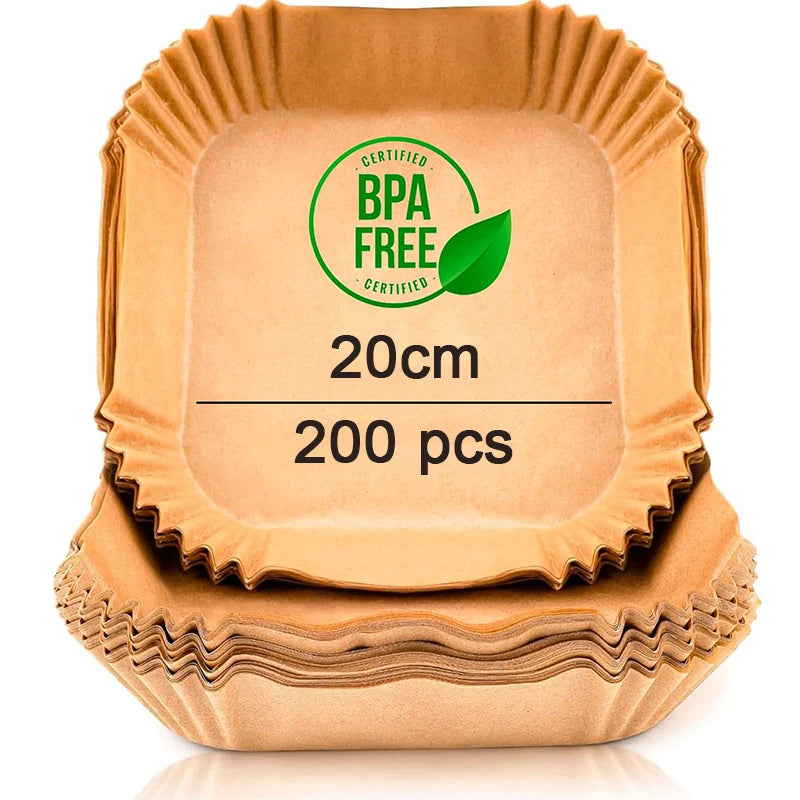 Einweg Luftfritteusenpapier XXL quadratisch 20x23 cm für Airfryer Tablett