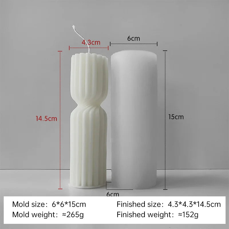 Silikonform für gestreifte Zylinderkerzen DIY Aroma Säule Gips Harz
