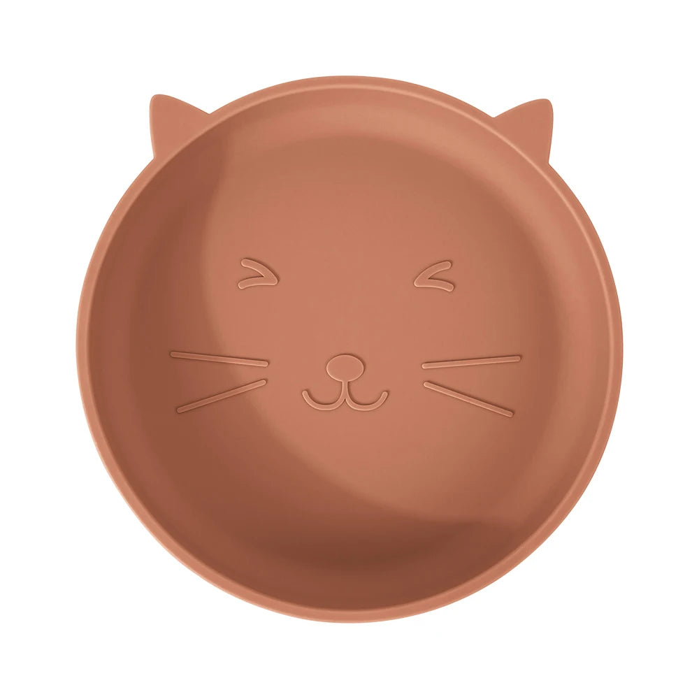 Silikon Baby Teller Saugplatte Katze Form BPA frei kindgerechtes Geschirr