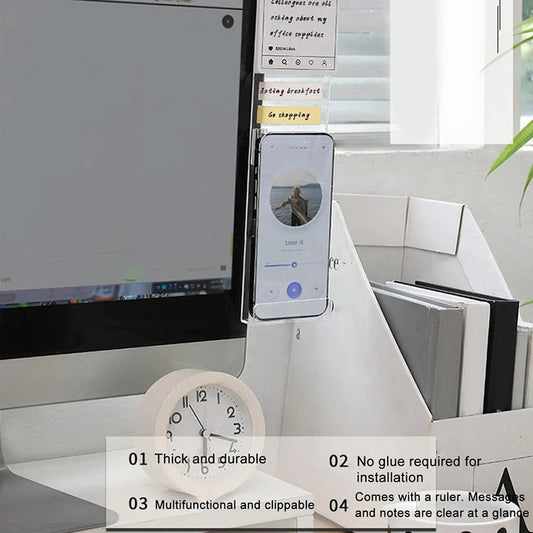 Transparente Monitor Memo Board – Seitenpanel für Notizen & Nachrichten (1/2 Stk.)