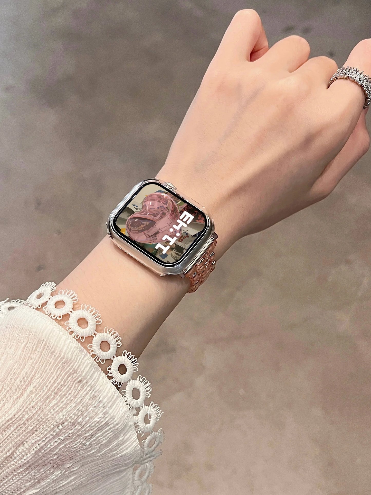 Laser-transparentes Acrylarmband mit Faltschließe für Smartwatches