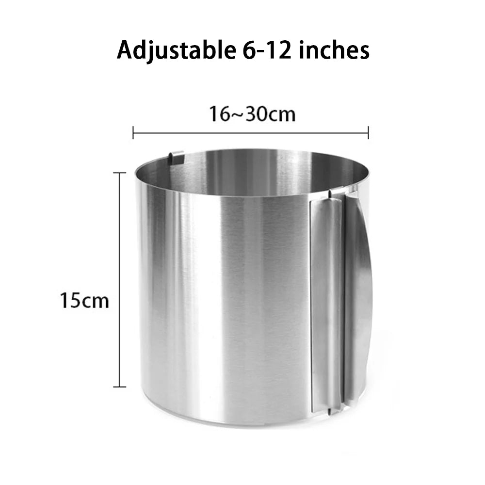 Flexibler Kuchenring 16–30 cm aus rostfreiem Edelstahl mit Skala für perfektes Backen