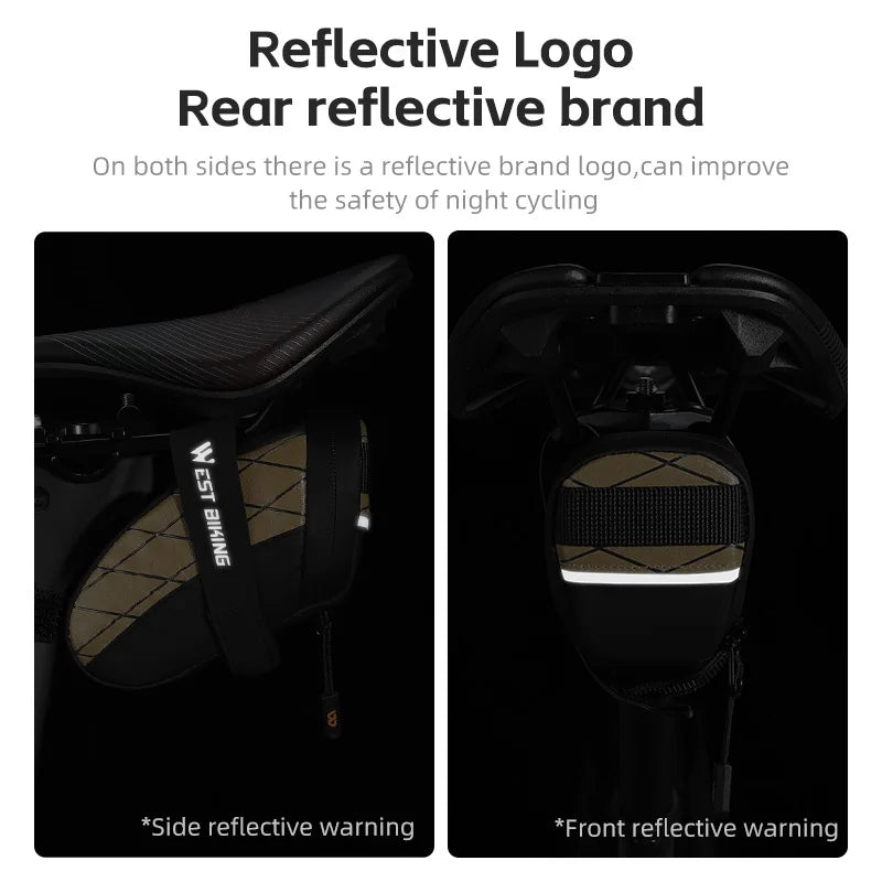 Mini Fahrrad-Satteltasche aus wasserdichtem PU mit reflektierendem Logo