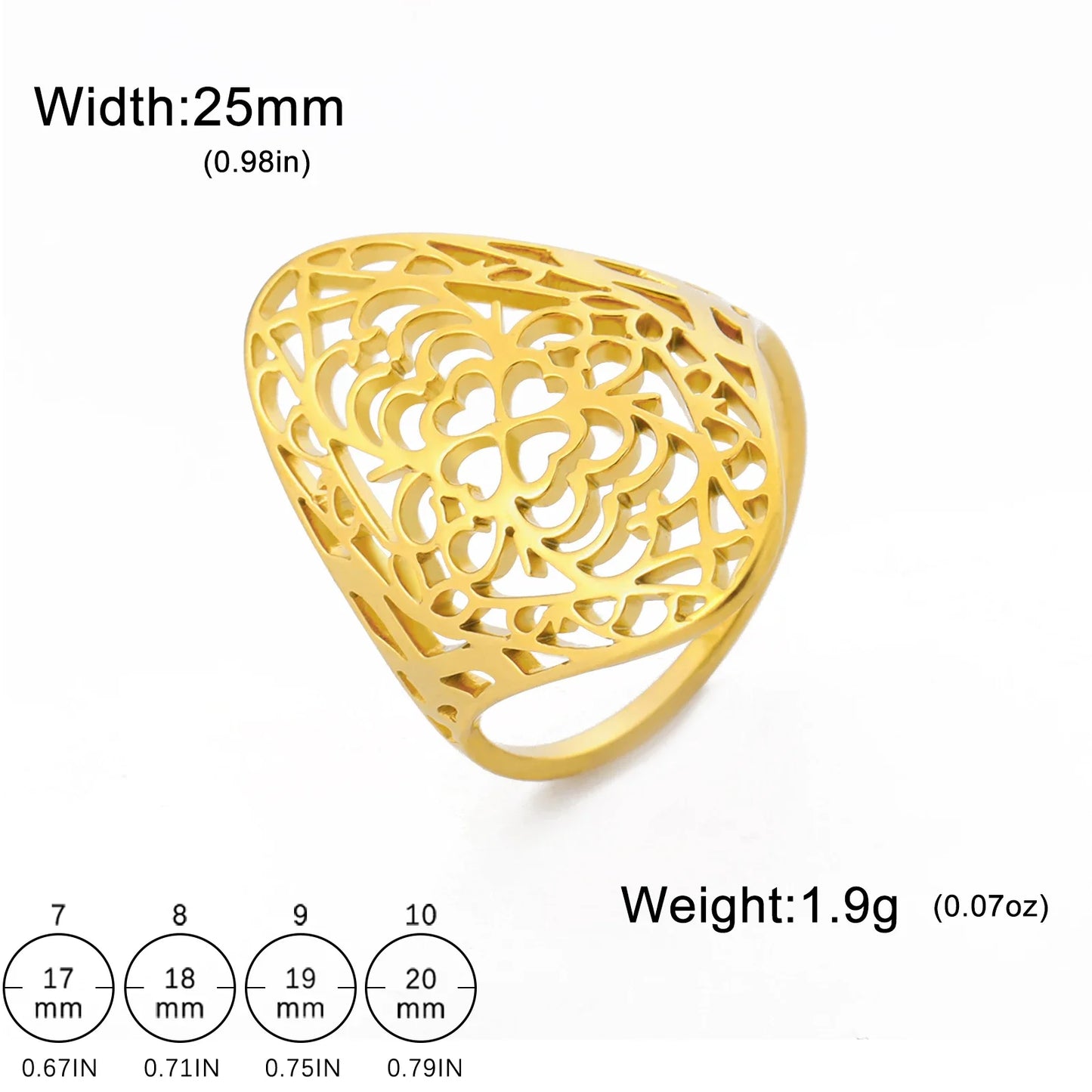 Filigraner Edelstahlring mit 18 Karat Vergoldung für Damen