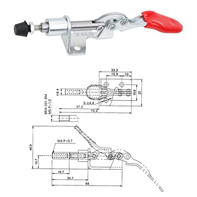 Push-Pull Kniehebelklemme 45kg Haltekraft Metall Schnellspanner Set