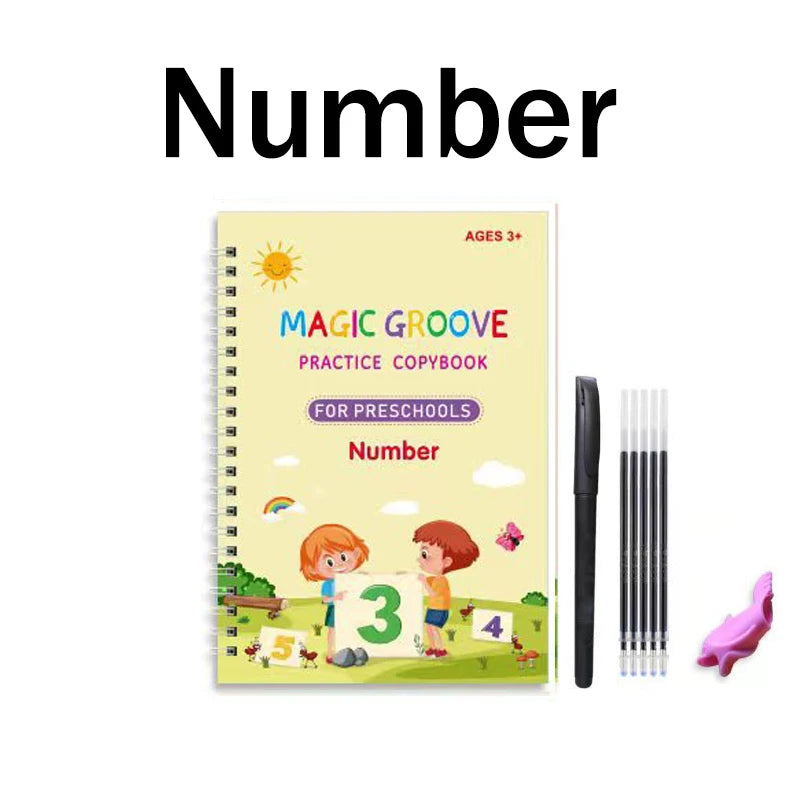 Wiederverwendbares 3D Übungsbuch für Kinder zum Lernen und Schreiben