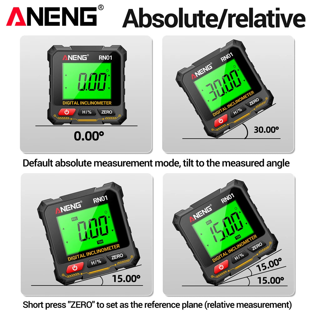 ANENG RN01 Mini Winkelmesser mit 360 Grad Neigungsmesser und Magnetfunktion-Yabubest - Home & More