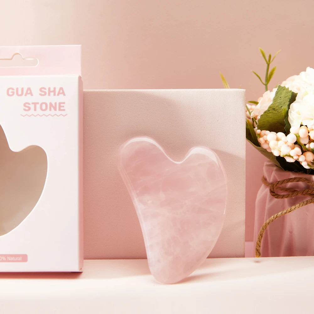 Jade Rosenquarz Gua Sha Platte für Gesichtsmassage Anti-Falten Hautpflege