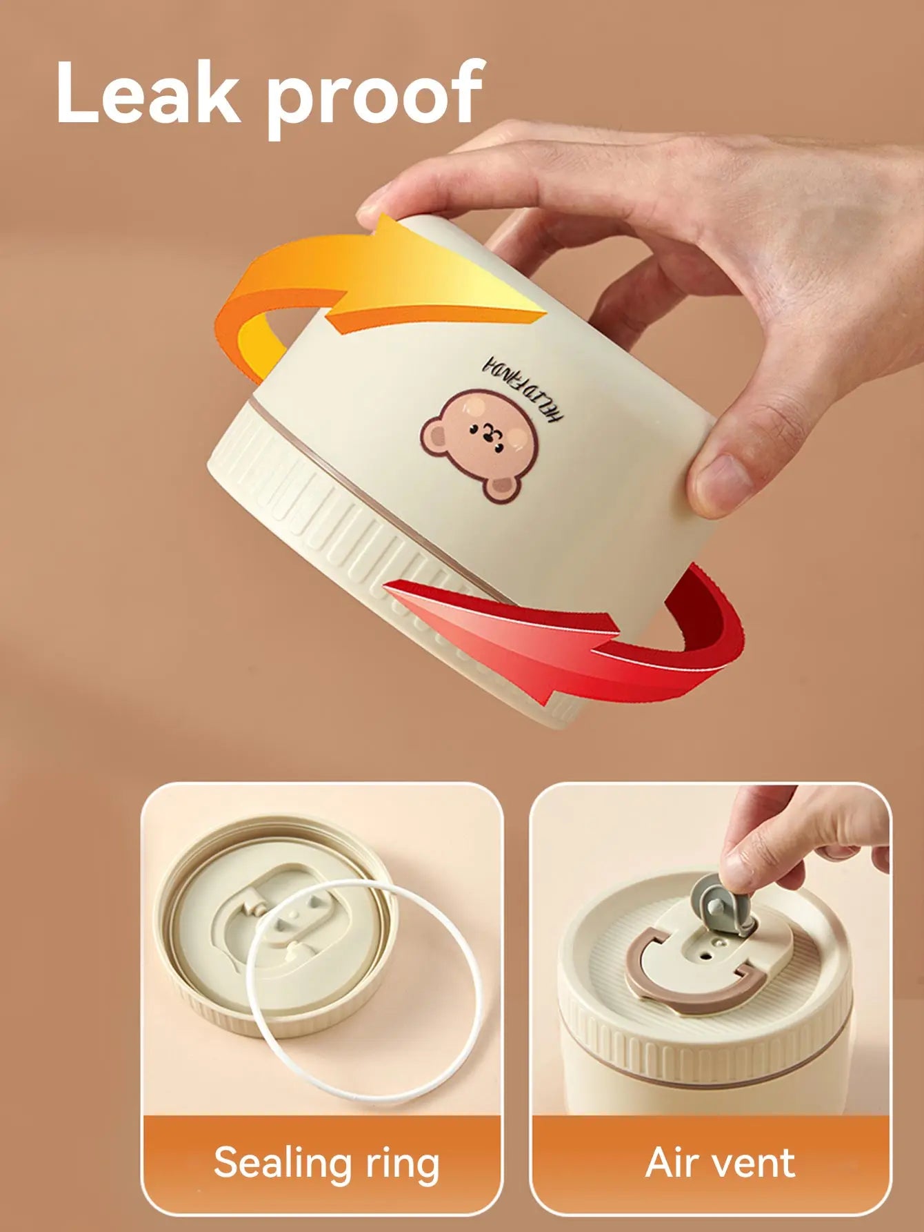 Thermische Brotdose Edelstahl niedlicher Bär tragbare Bento Box Kinder