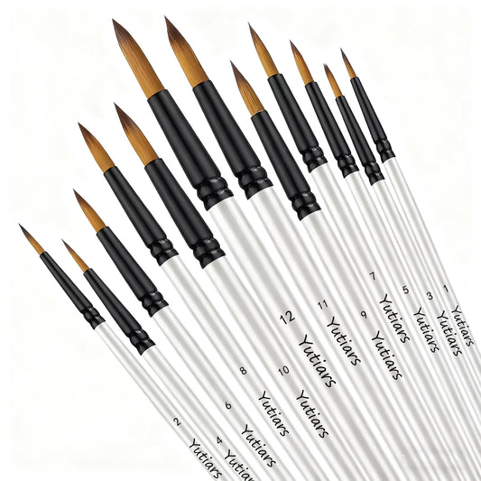 Vielseitiges 12 Teiliges Aquarell Pinselset mit Holzgriff