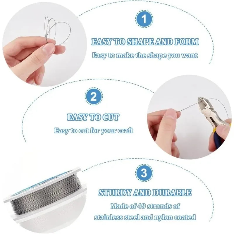 Flexibler Perlendraht 0 38mm grau 15m für Schmuckherstellung