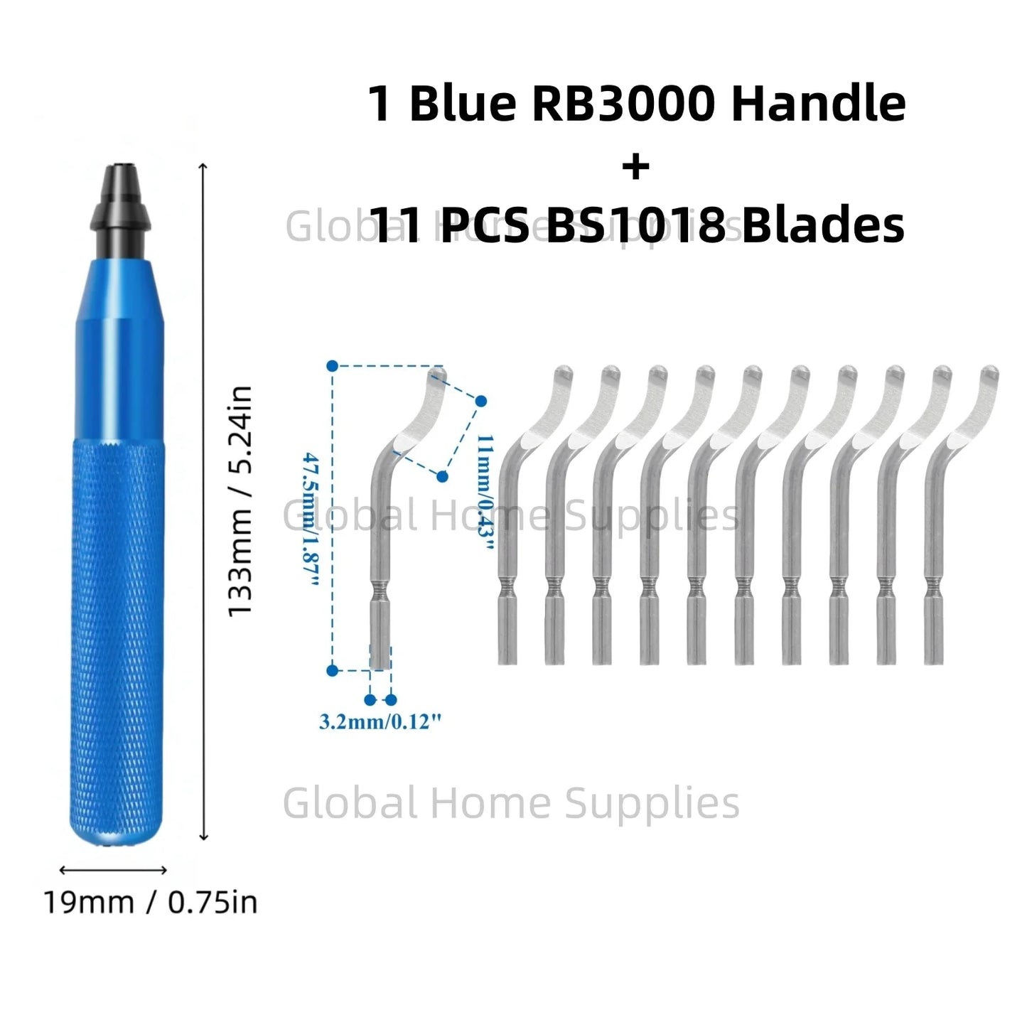 Entgratungswerkzeug RB3000 mit 1 oder 11 Schnellarbeitsstahl-Schwenkklingen