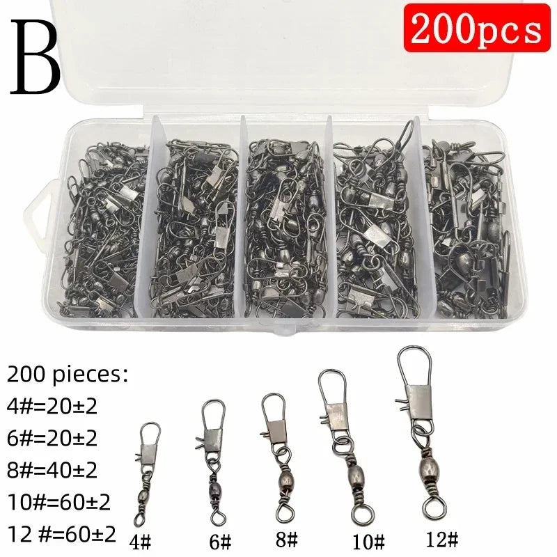 50/200 Stück Kohlenstoffstahl Angelverbinder Set für robusten Halt