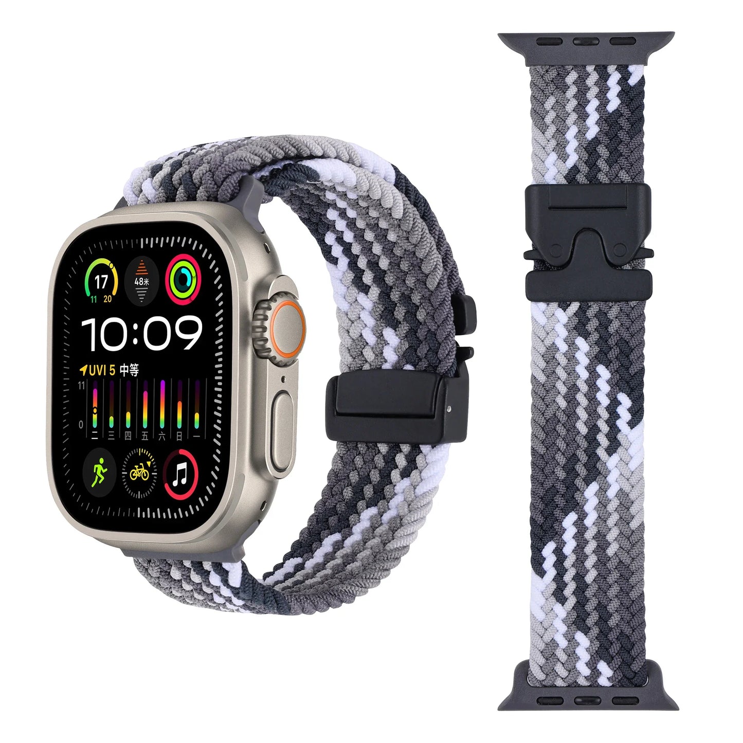 Geflochtenes Fallschirm-Nylonarmband mit Metallverschluss für Smartwatches