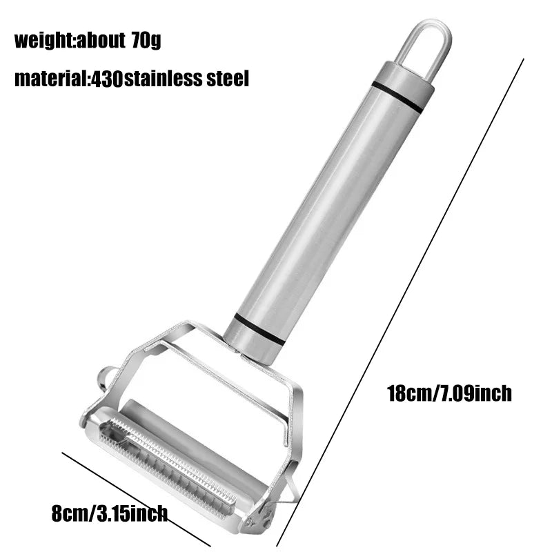 Effizienter 4-in-1 Edelstahl Küchenhelfer für Obst und Gemüse