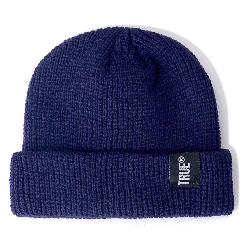 Kurze Unisex Beanie Mütze Gestrickt Winterhut Mit Brief Muster