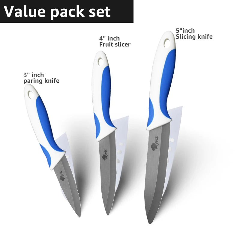 Keramik Messer Set 3-6 Zoll: Vielseitig, Scharf, Schwarze Zirkonia Klinge