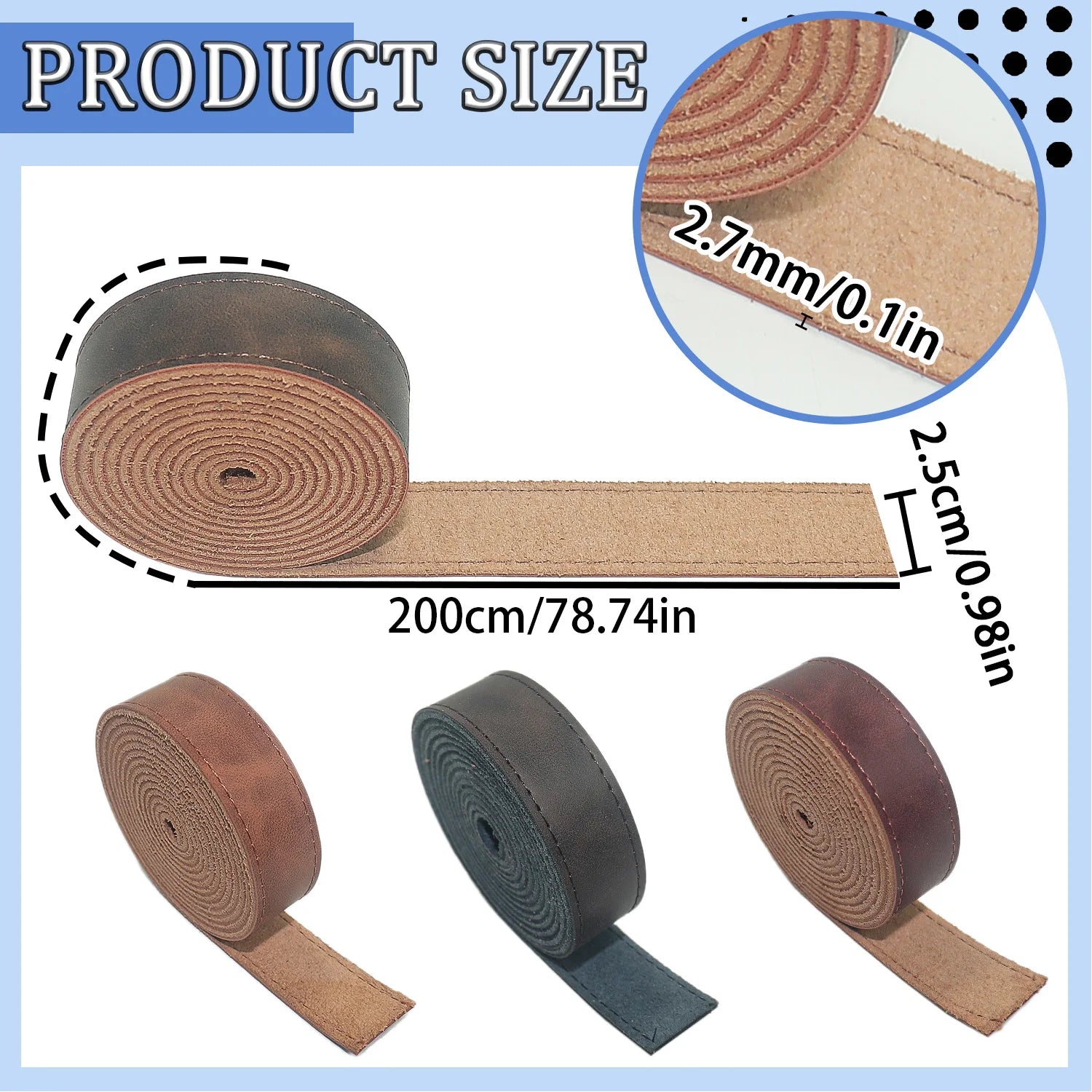 2,5x200cm Verdicktes Crazy Horse Lederband aus Kunstleder-Yabubest - Home & More