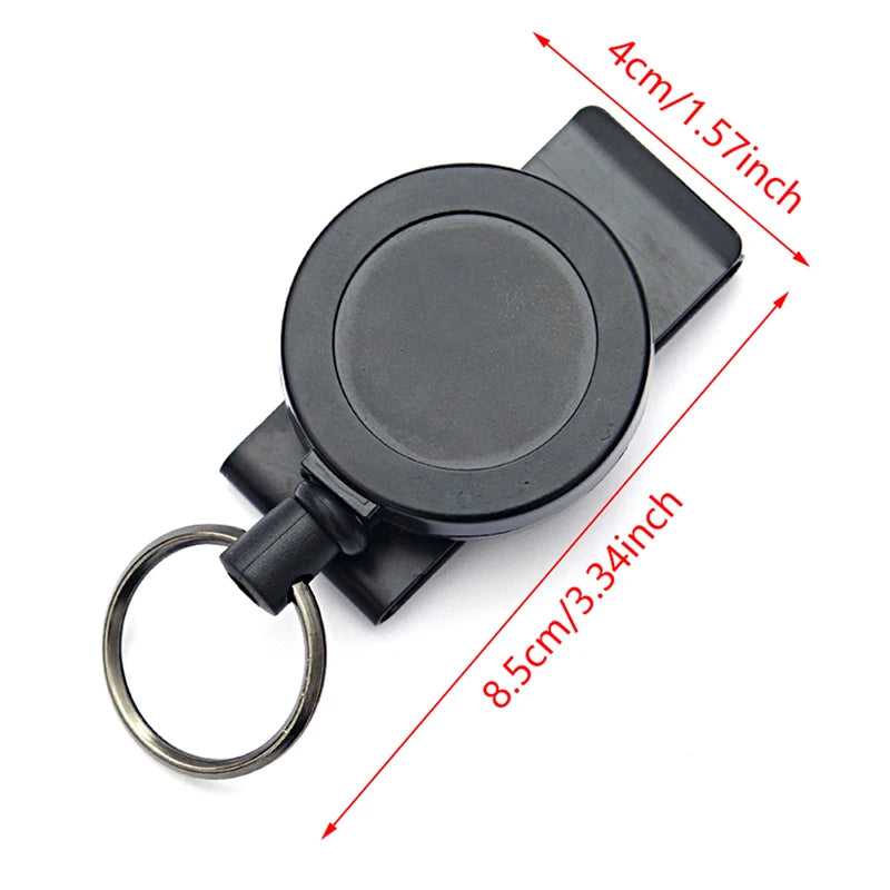 Robuster einziehbarer Schlüsselanhänger mit Multitool-Karabiner - 60cm Drahtseil
