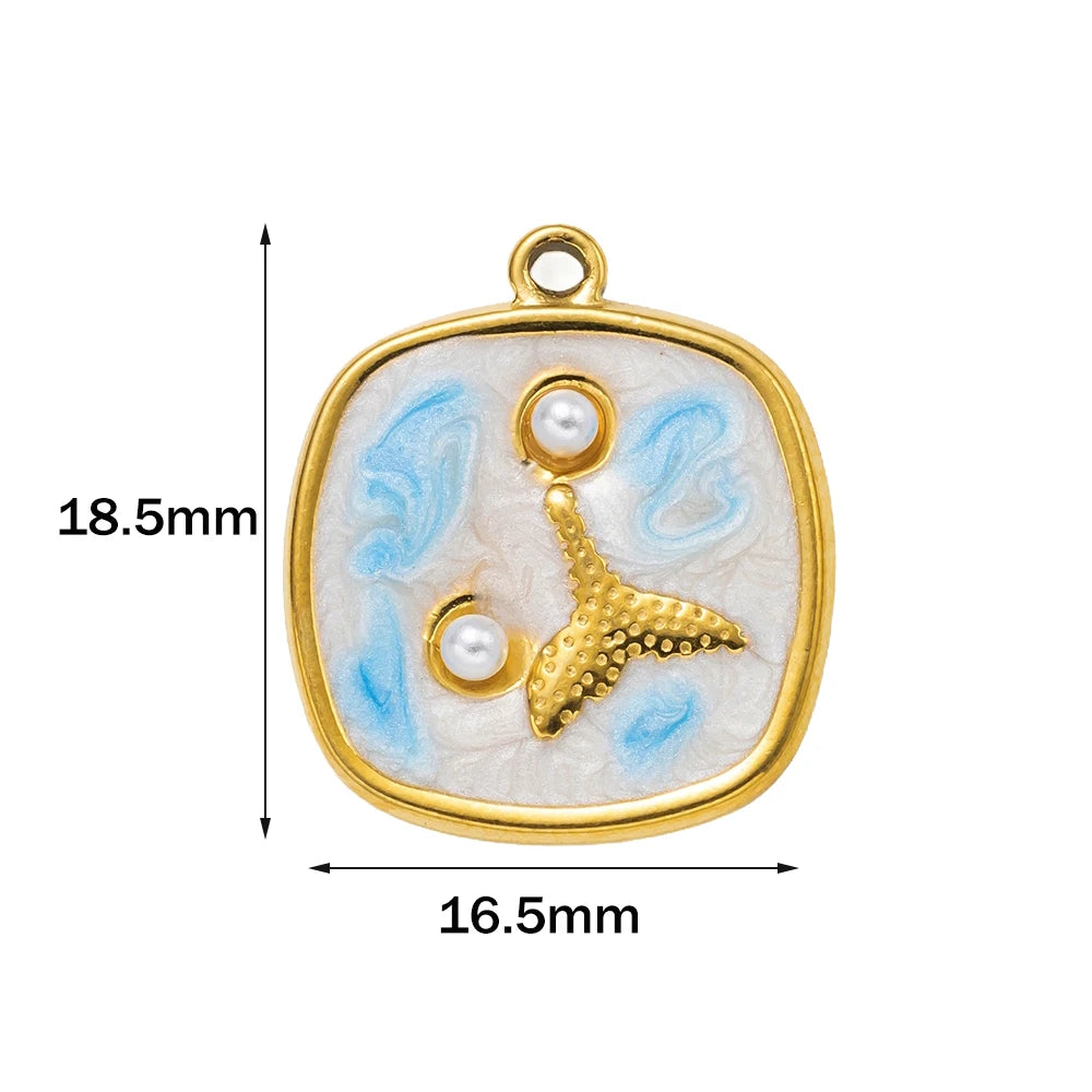 5-teiliges Edelstahl Charms Set Seestern golden für Schmuck DIY