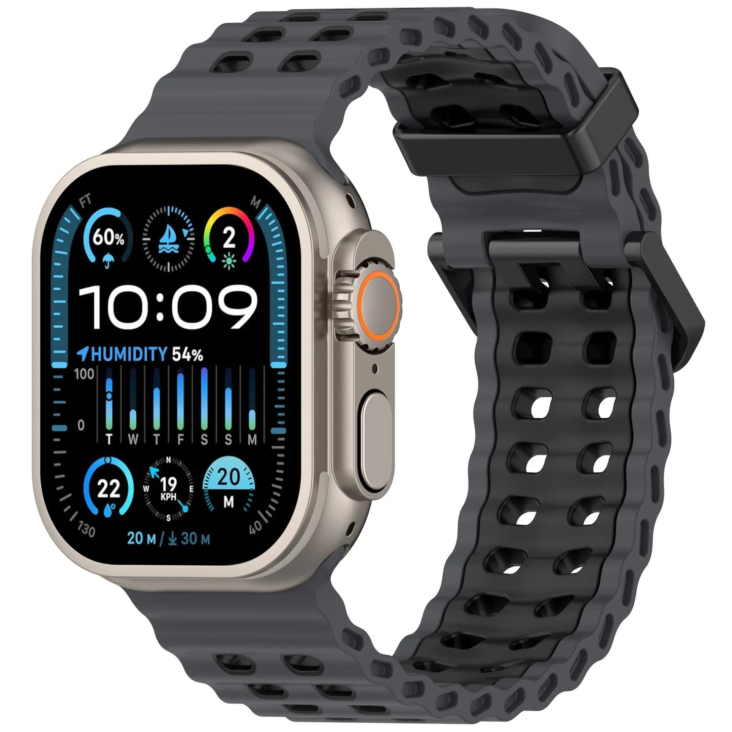 Zweifarbiges Silikonarmband 21cm Sportlich Leicht für Smartwatches