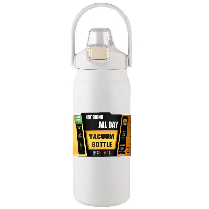 Premium Edelstahl-Thermoskanne mit Strohhalm, 24h kalt & 8h heiß, BPA-frei