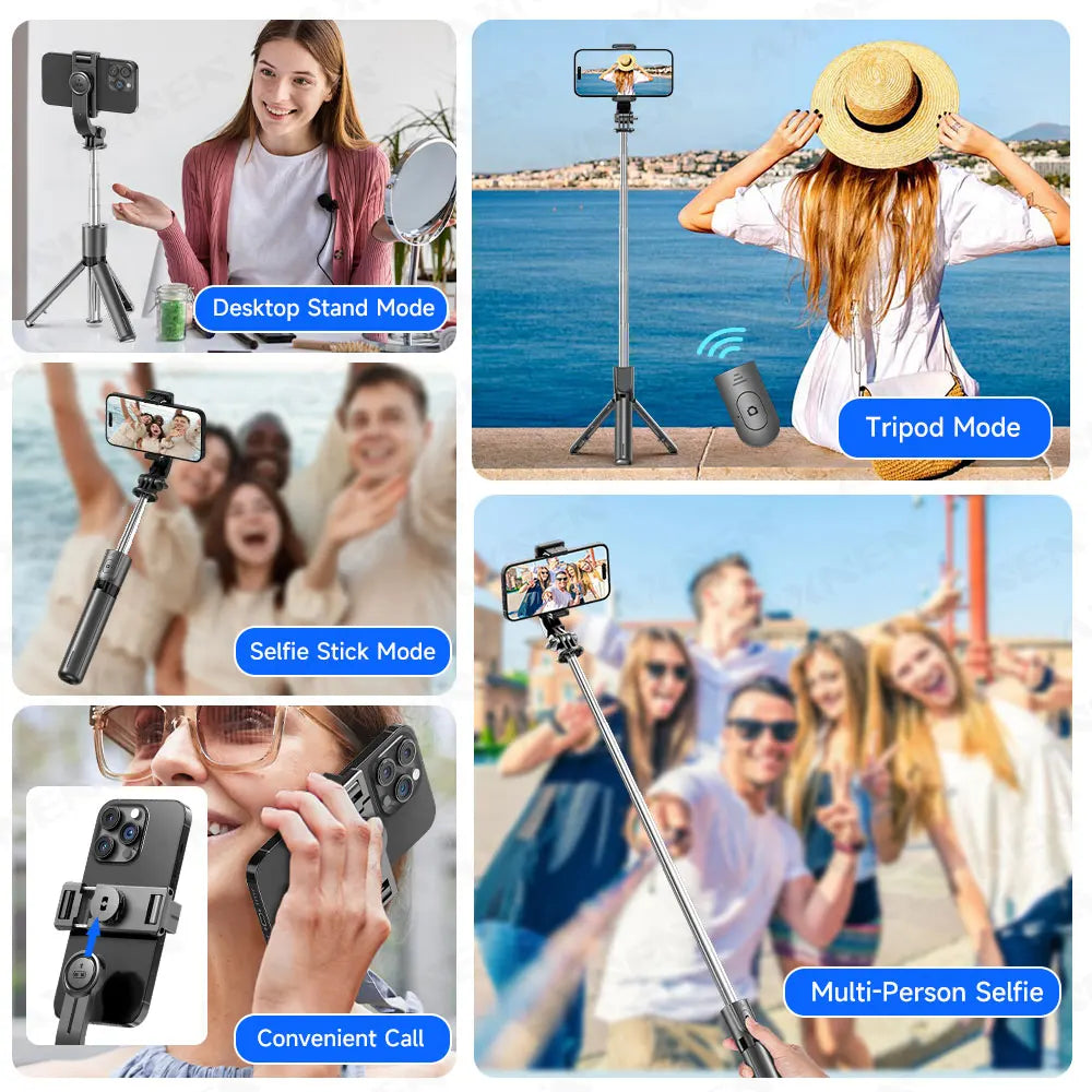 Selfie Stick Stativ mit Bluetooth Fernbedienung 360 Grad Rotation schwarz