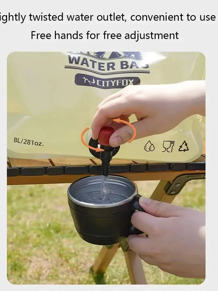 Faltbare Outdoor Wasser Tasche 8L mit Wasserhahn Ventil Camping