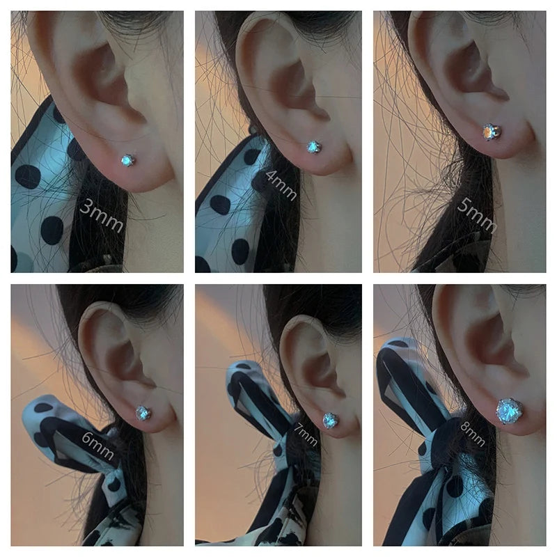 Paar Edelstahl Ohrstecker mit Zirkonia und Schraubverschluss