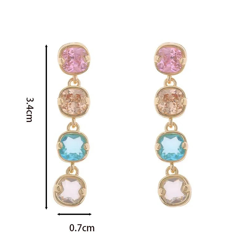 Elegante Quadratische Ohrringe mit bunten Zirkonen für Damen