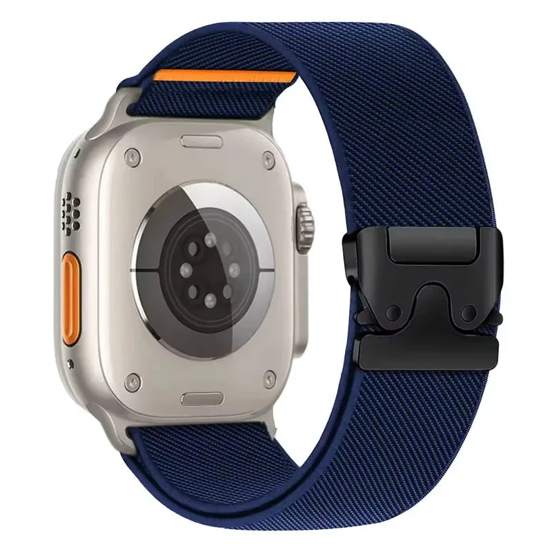 Elastisches Nylon Armband 38-49mm für Smartwatches mit Fallschirmschnalle Sport