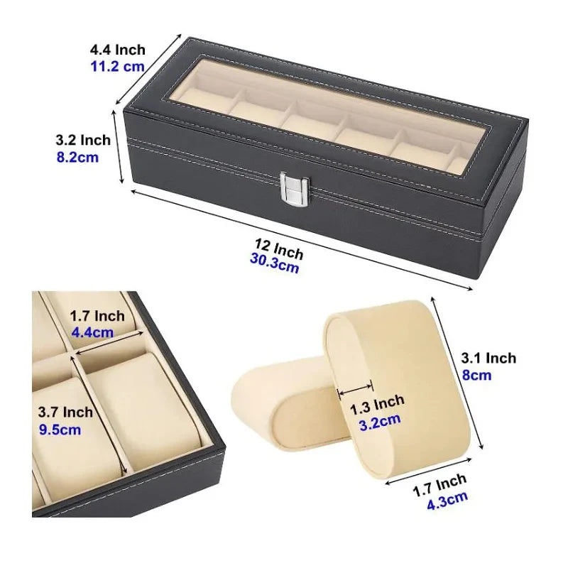PU Leder Uhrenbox mit Glasdeckel für Männer - Organizer-Yabubest - Home & More
