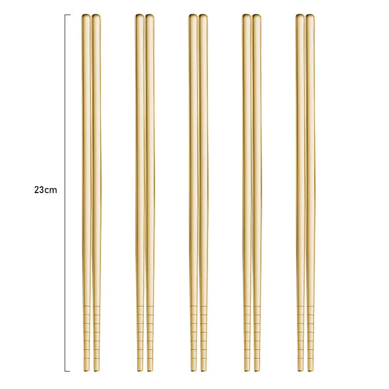 5 Paar 304 Edelstahl Essstäbchen – Wiederverwendbar, rutschfest, spülmaschinenfest