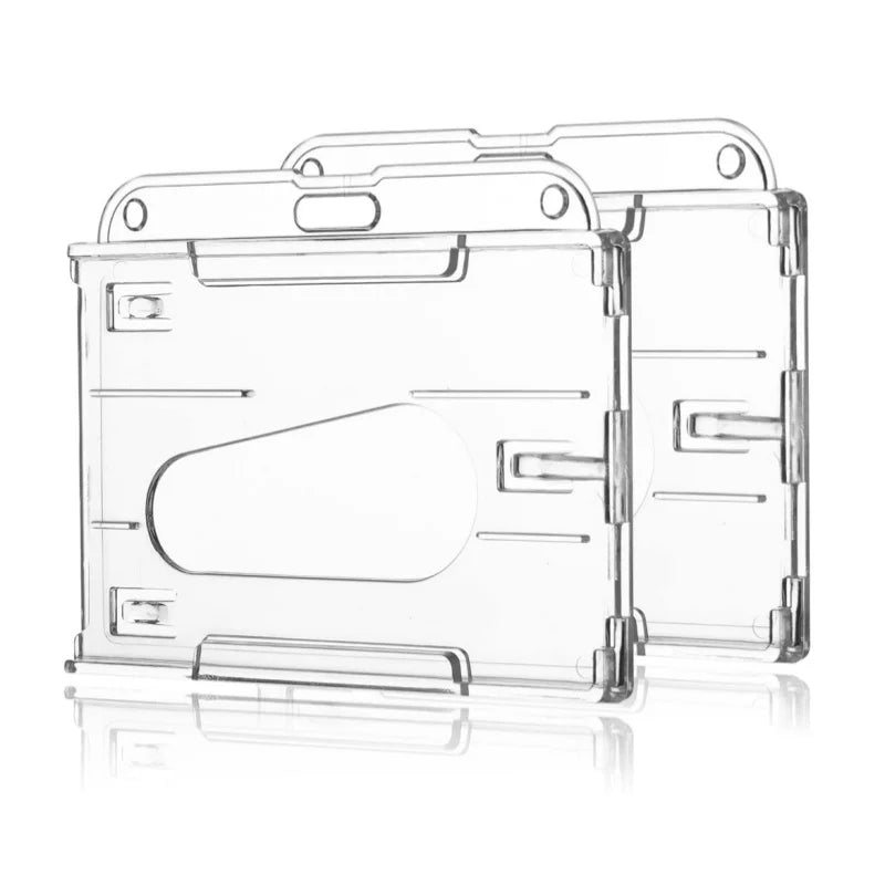 Transparenter Ausweishalter mit Doppelkarten-Slots und Rollclip