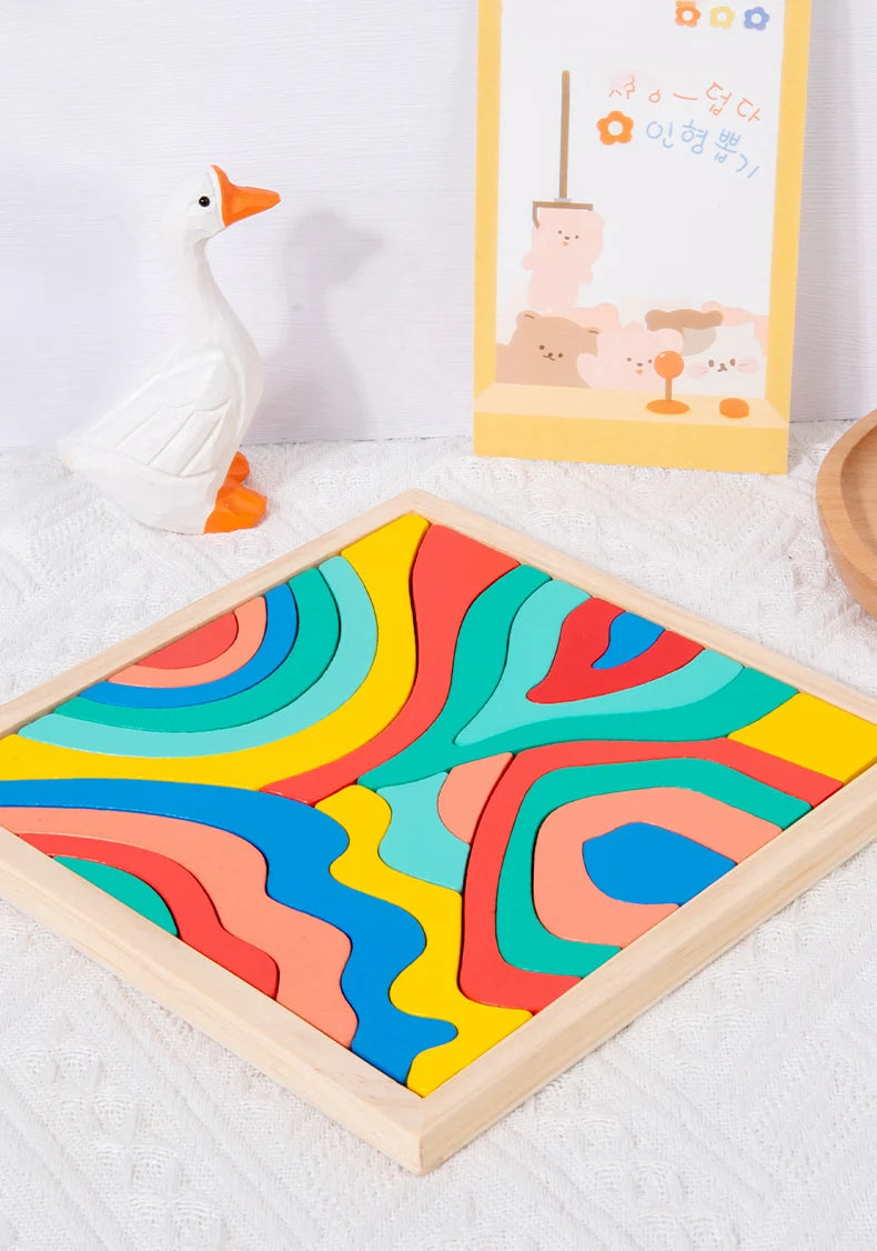 Kinder Holzblöcke Set - Regenbogen Farben - Fördert Kreativität und Motorik