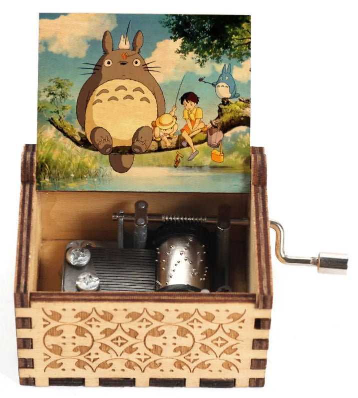 Bemalte Holz-Spieluhr mit Handkurbel Luxuriöses Totoro Musikgeschenk