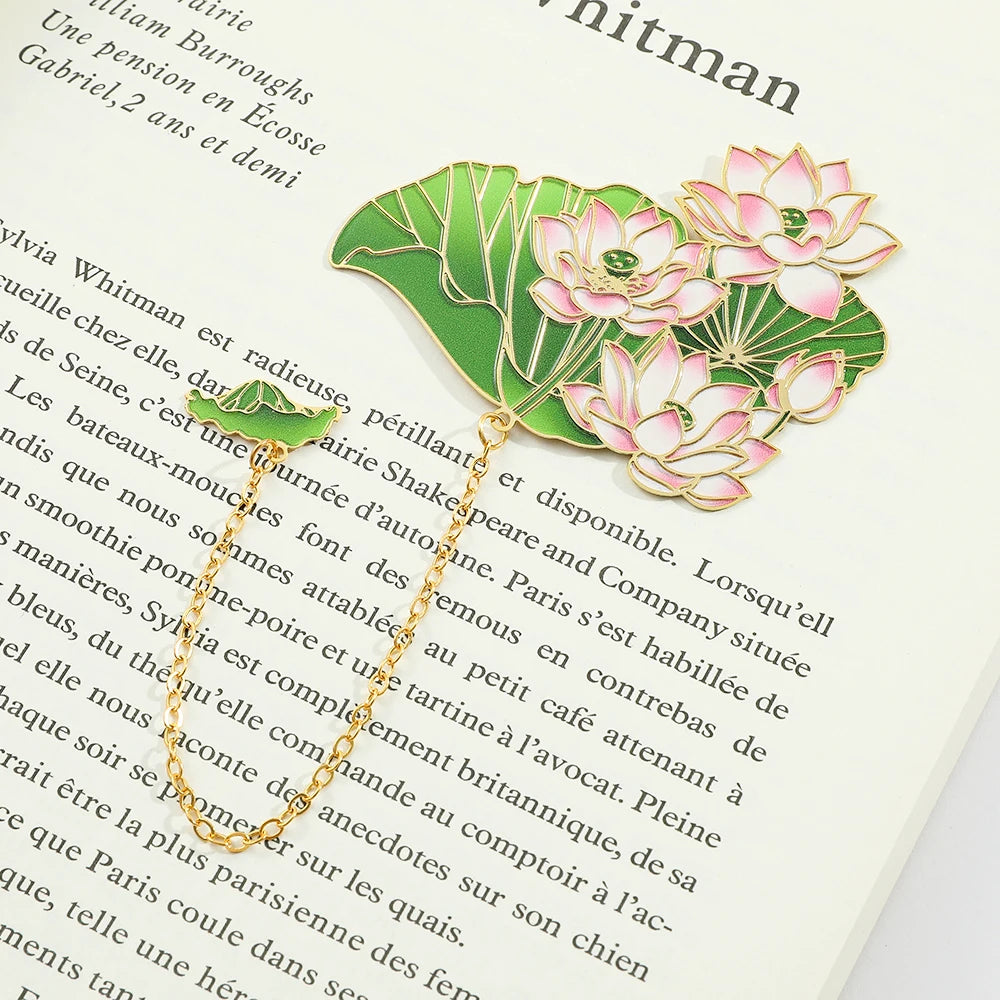 Metall-Lesezeichen Lotusblume grün für Buchliebhaber - Geschenkidee