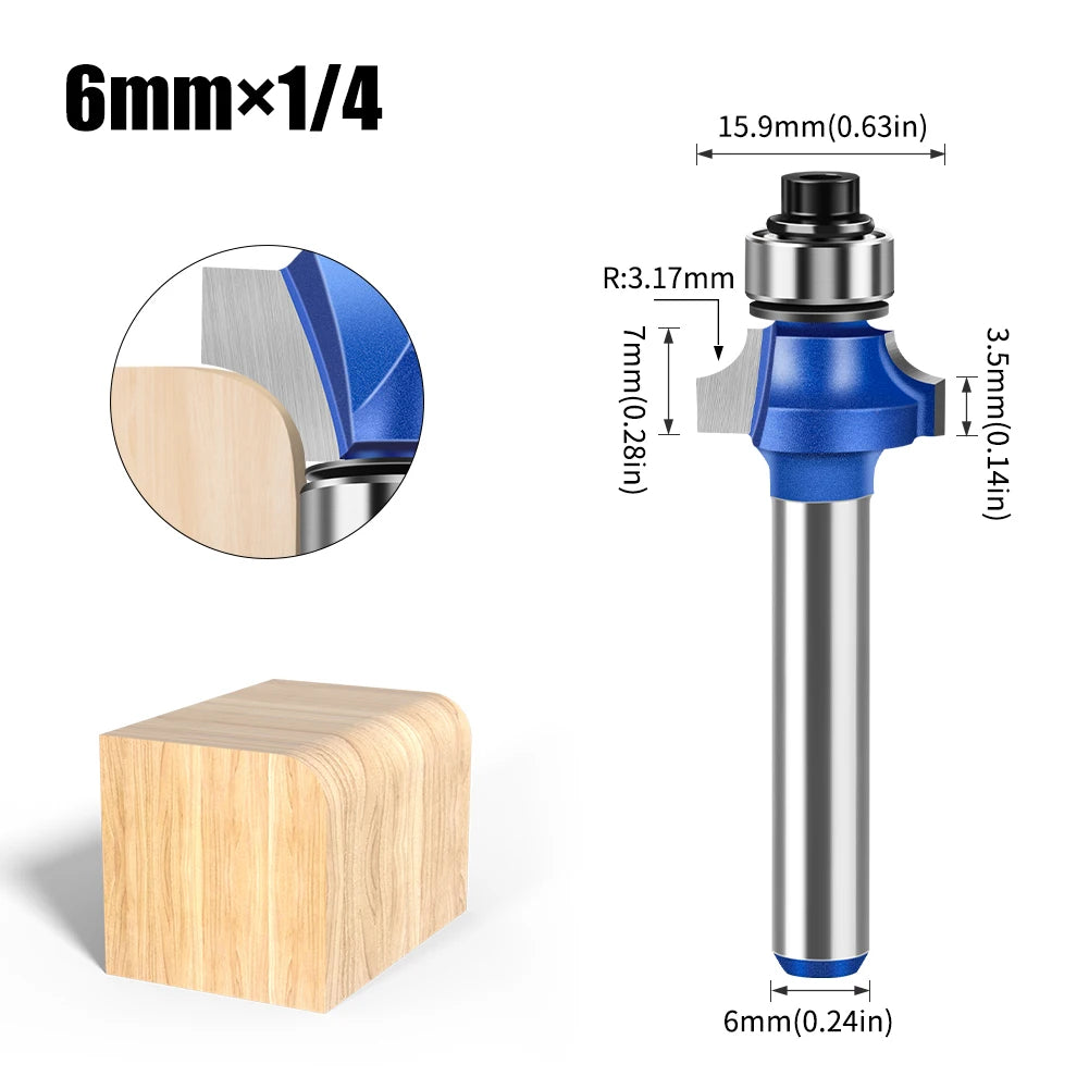 Roundover Router Bit Set 1/4 Zoll Schaft Hartmetall Fräser Holz
